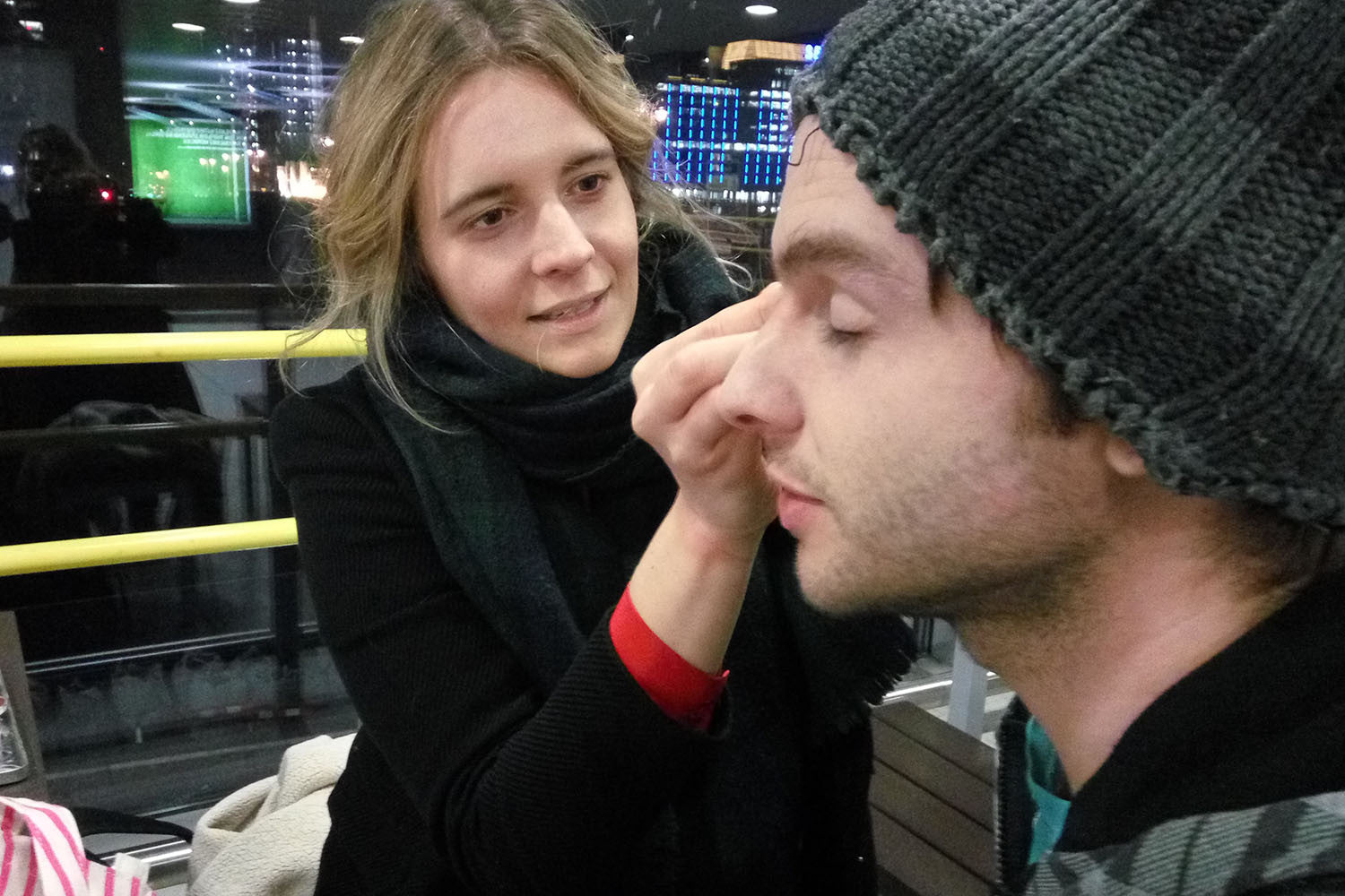 Claire Gordon Webster putting on makeup for Girl London Night iPhone Film