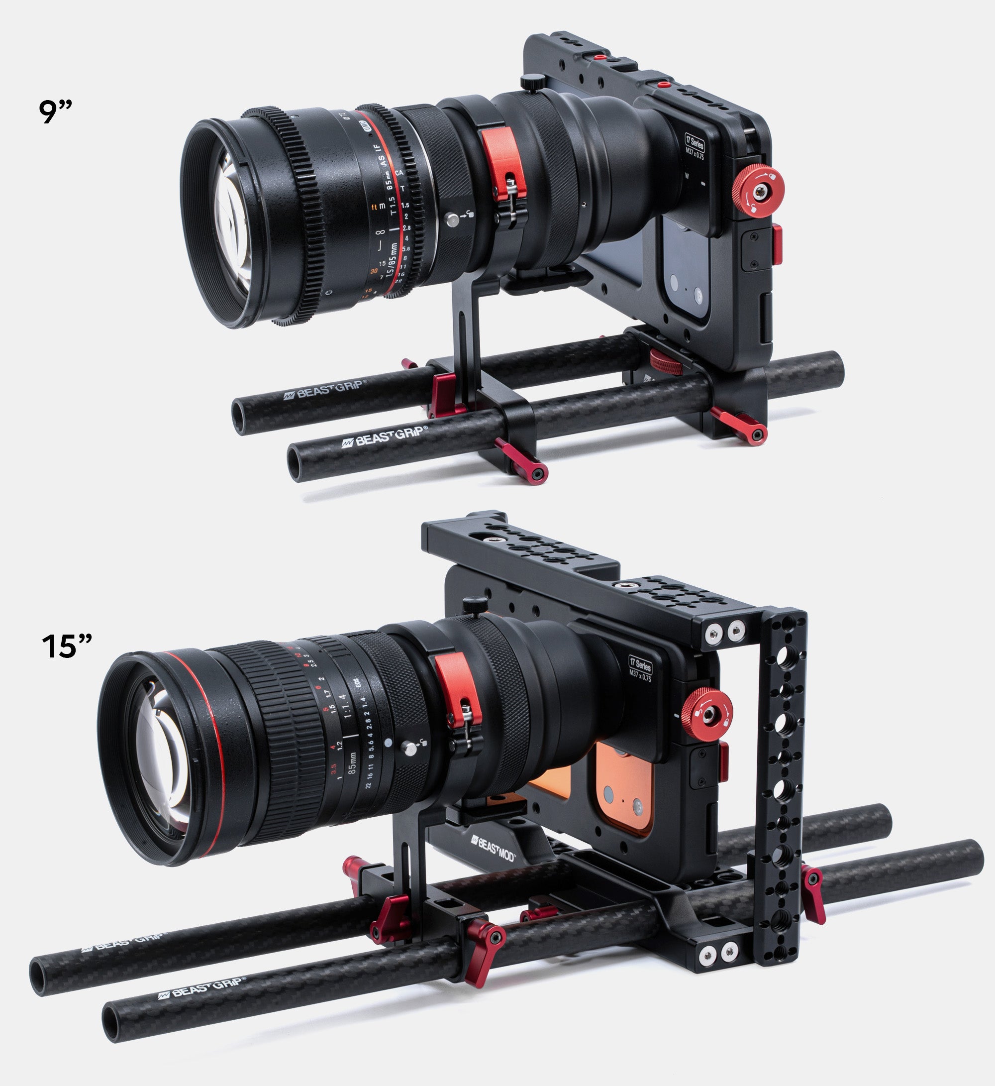 15mm Carbon Fiber Rod Kit - 9” & 15” (Complete Set, 4 Rods)