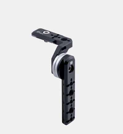 Studio shot of Beastgrip RT Mount — aluminum side handle mount for Beastcage 16 Series and future models, compatible with both NATO rail and ARRI rosette handles for flexible rig customization.